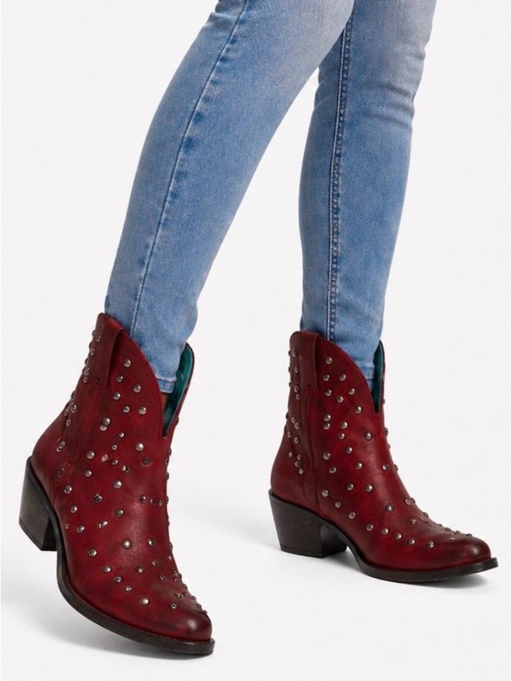 ♥️ Corral Red Studded Leather Western Ankle Boots | Pointed Toe | Statement 🔥